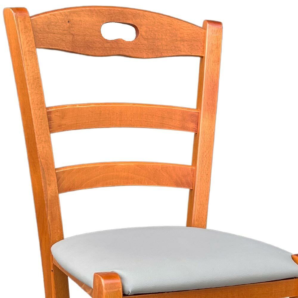 Sedia legno loris ciliegio con seduta in similpelle tortora