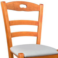 Sedia legno loris ciliegio con seduta in similpelle tortora