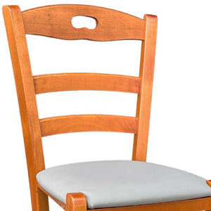 Sedia legno loris ciliegio con seduta in similpelle tortora