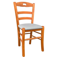 Sedia legno loris ciliegio con seduta in similpelle tortora