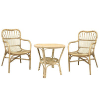 Salotto Mandola in legno di bambu e vimini naturale con 2 poltrone e 1 tavolino