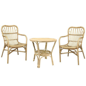 Salotto Mandola in legno di bambu e vimini naturale con 2 poltrone e 1 tavolino