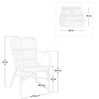 Salotto Mandola in legno di bambu e vimini naturale con 2 poltrone e 1 tavolino