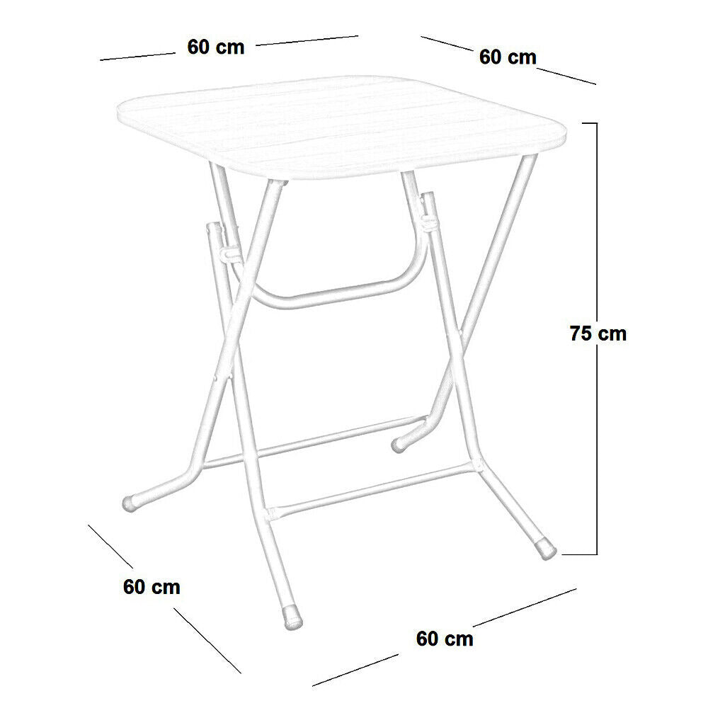 Tavolo richiudibile cm 60 x 60 in ferro con piano effetto legno