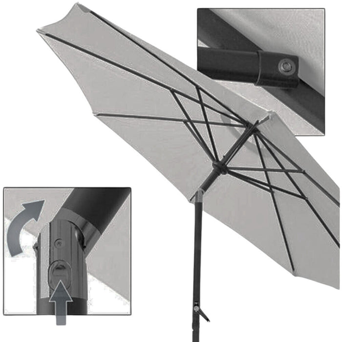 Ombrellone da giardino grigio palo centrale diametro m 2,40 esagonale