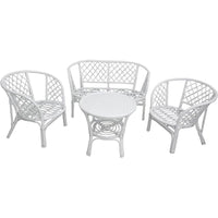 Salotto da giardino bahama in bambu con cuscini bianchi