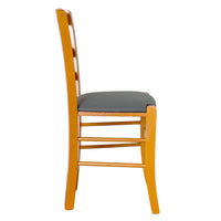 Sedia legno paesana ciliegio con seduta similpelle antracite