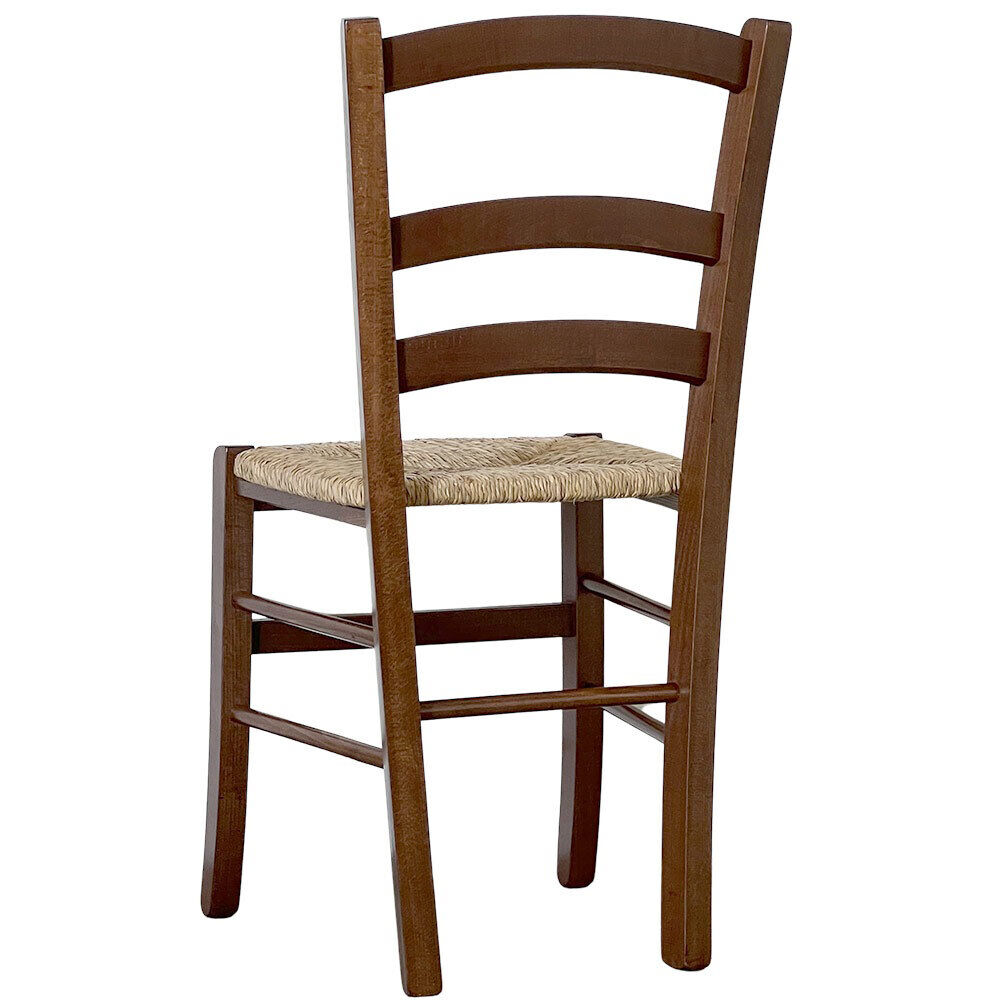 Sedia in legno venezia noce scuro con seduta in paglia