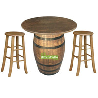 Sgabello di legno con seduta rotonda h 67 noce chiaro piedi a sciabola