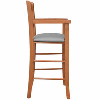 Seggiolone in legno ciliegio con seduta imbottita in similpelle tortora