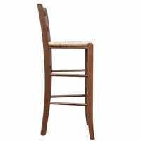 Sgabello venezia in legno noce scuro h 73 con seduta in paglia