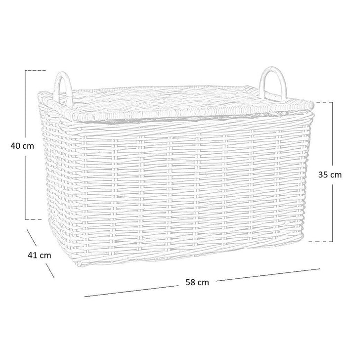 Cesta in legno rattan kabu con coperchio e manici cm 58 x 41 x h 35