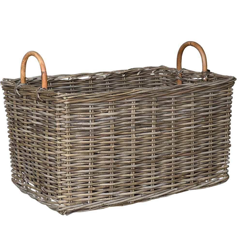 Cesta in legno rattan kabu con coperchio e manici cm 58 x 41 x h 35