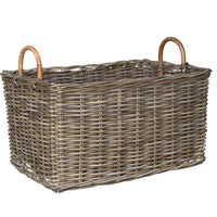 Cesta in legno rattan kabu con coperchio e manici cm 58 x 41 x h 35