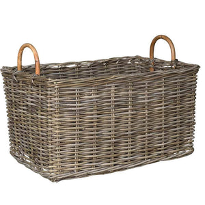 Cesta in legno rattan kabu con coperchio e manici cm 58 x 41 x h 35