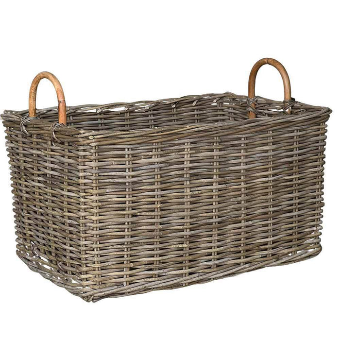 Cesta in legno rattan kabu con coperchio e manici cm 58 x 41 x h 35