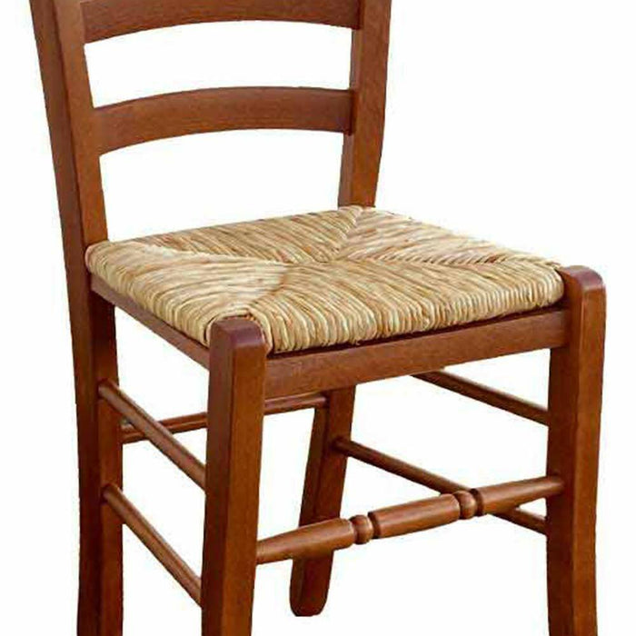Sedia legno loris con seduta in paglia di riso noce scuro