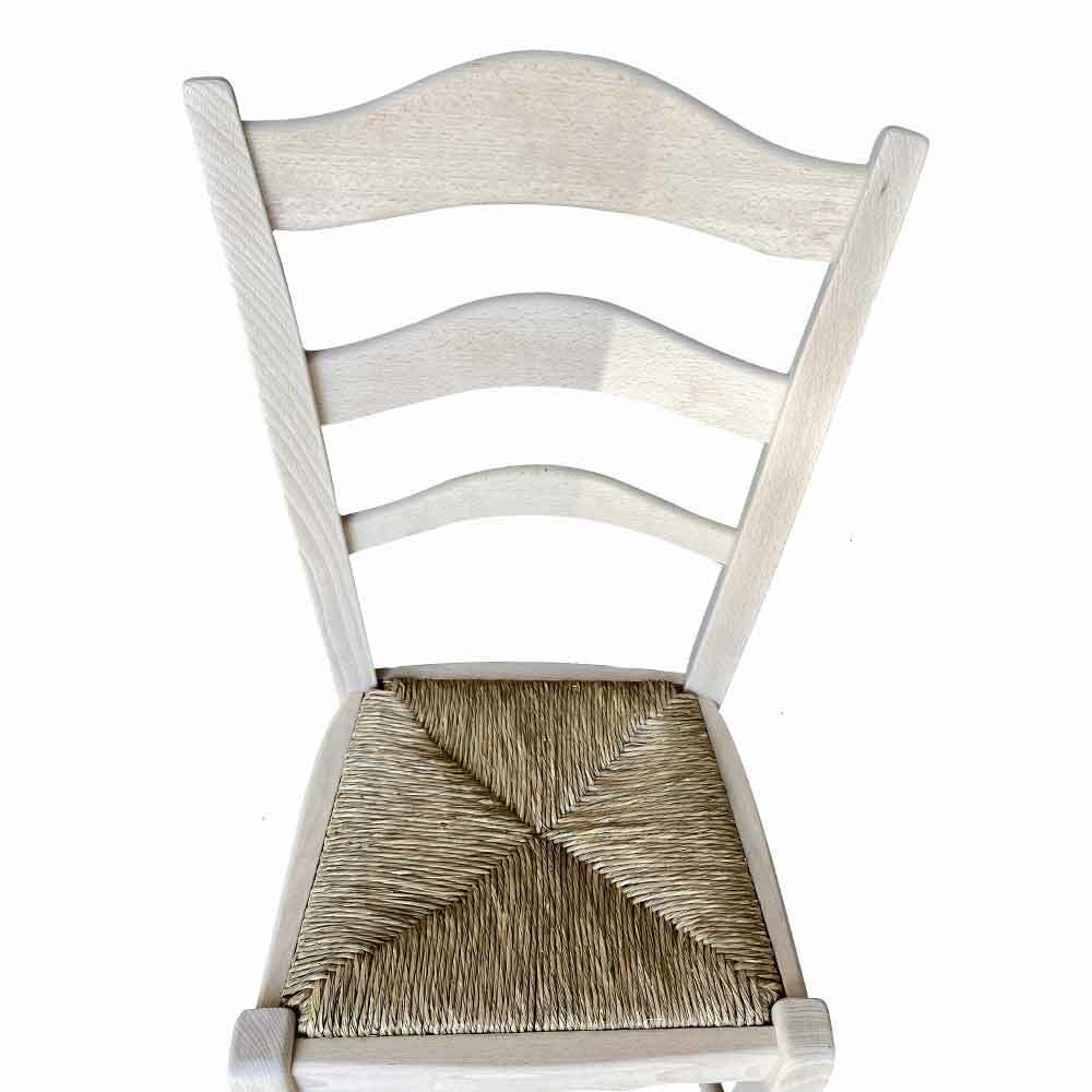 Sedia in legno montanara da verniciare con seduta in paglia