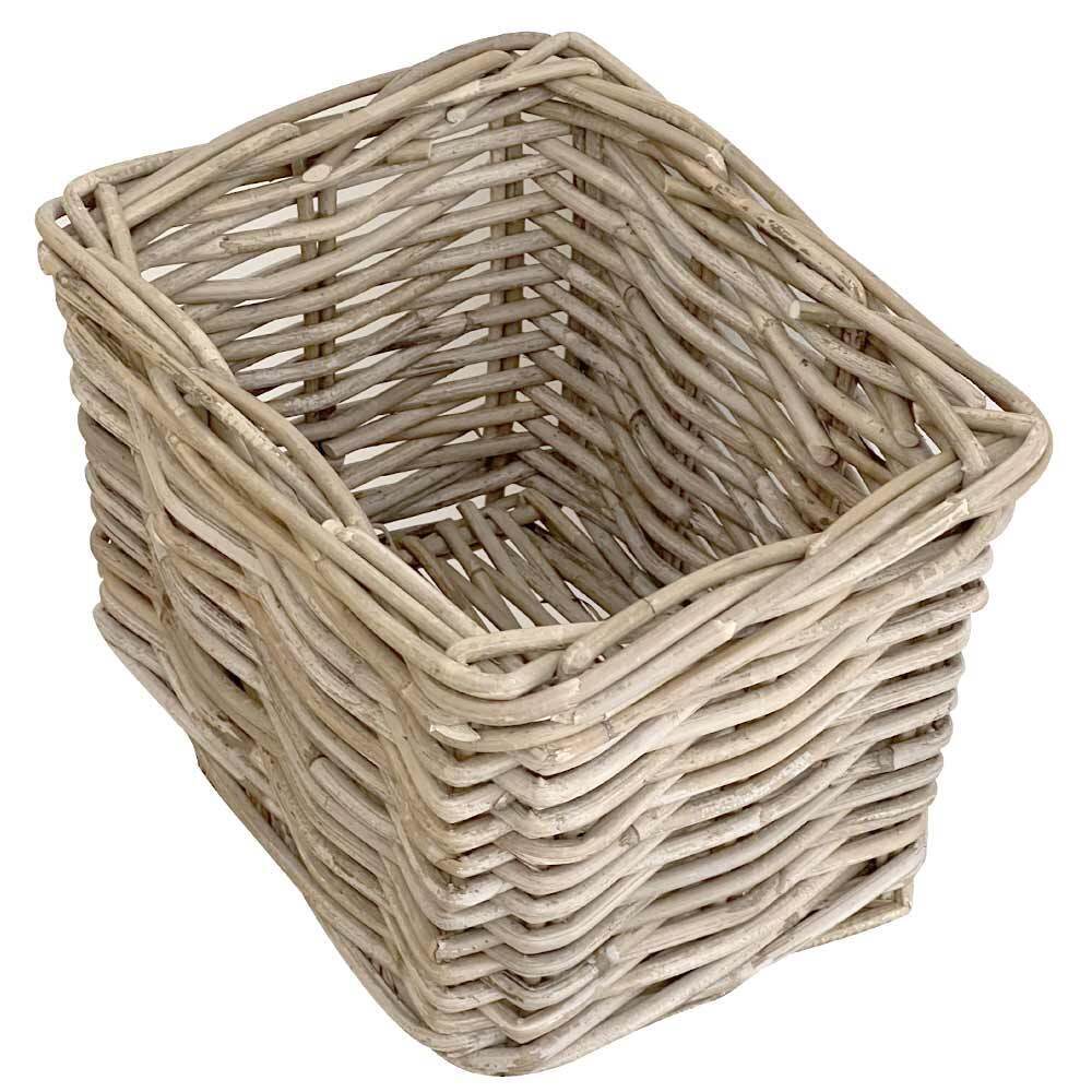 Cesto piccolo in legno vero rattan kabu  cm 27 x 21 h 24 cm
