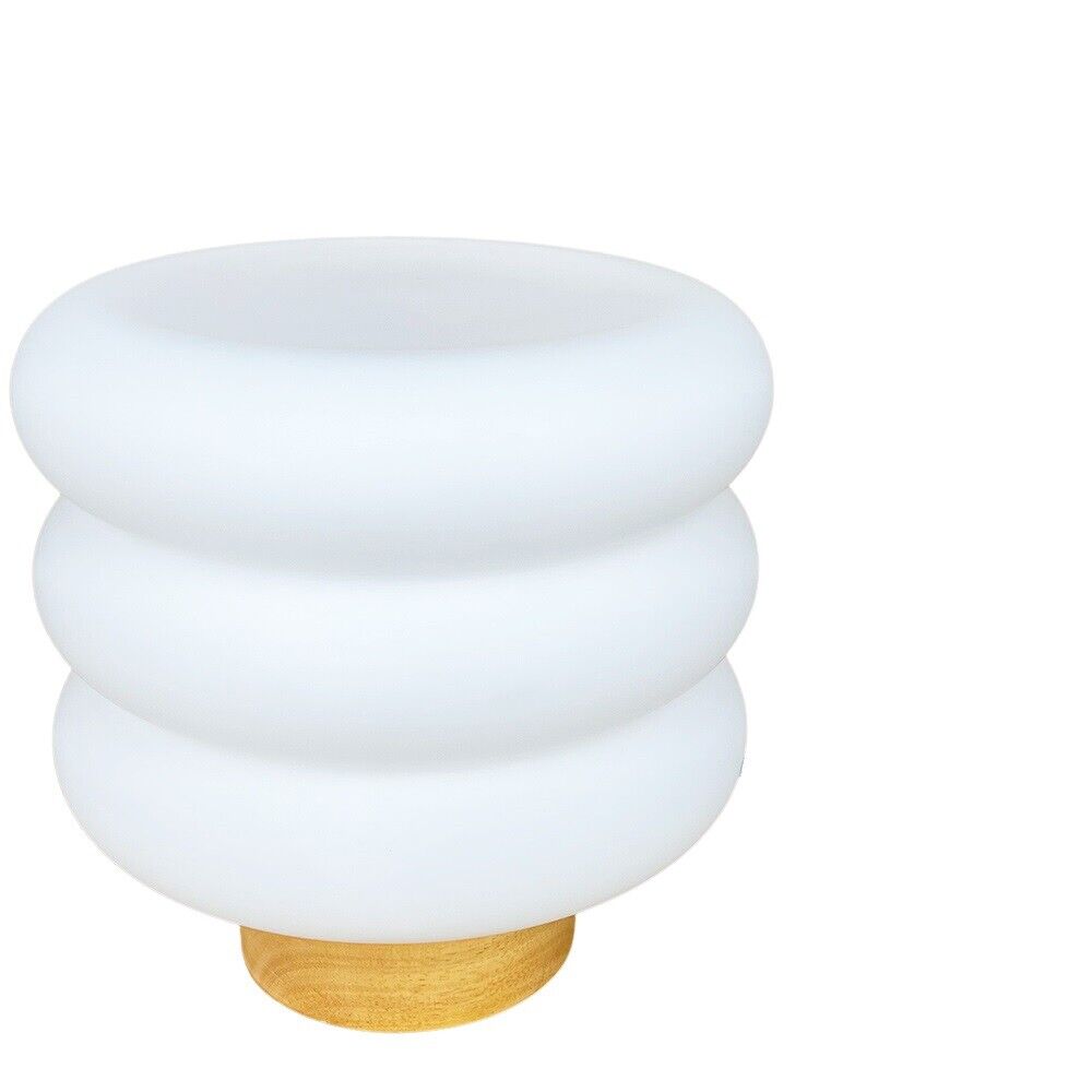 Lampada da tavolo bianca per comodino con base in legno paralume bianco moderno