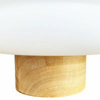 Lampada da tavolo bianca per comodino con base in legno paralume bianco moderno