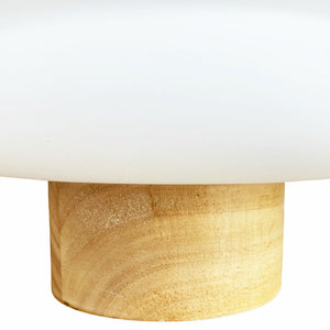 Lampada da tavolo bianca per comodino con base in legno paralume bianco moderno