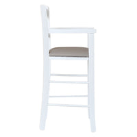 Seggiolone in legno bianco con seduta ecopelle tortora