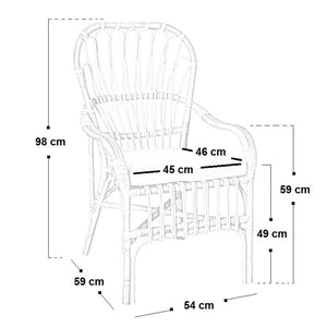Poltrona sedia Manao bambù naturale e giunco intrecciato con cuscino in omaggio