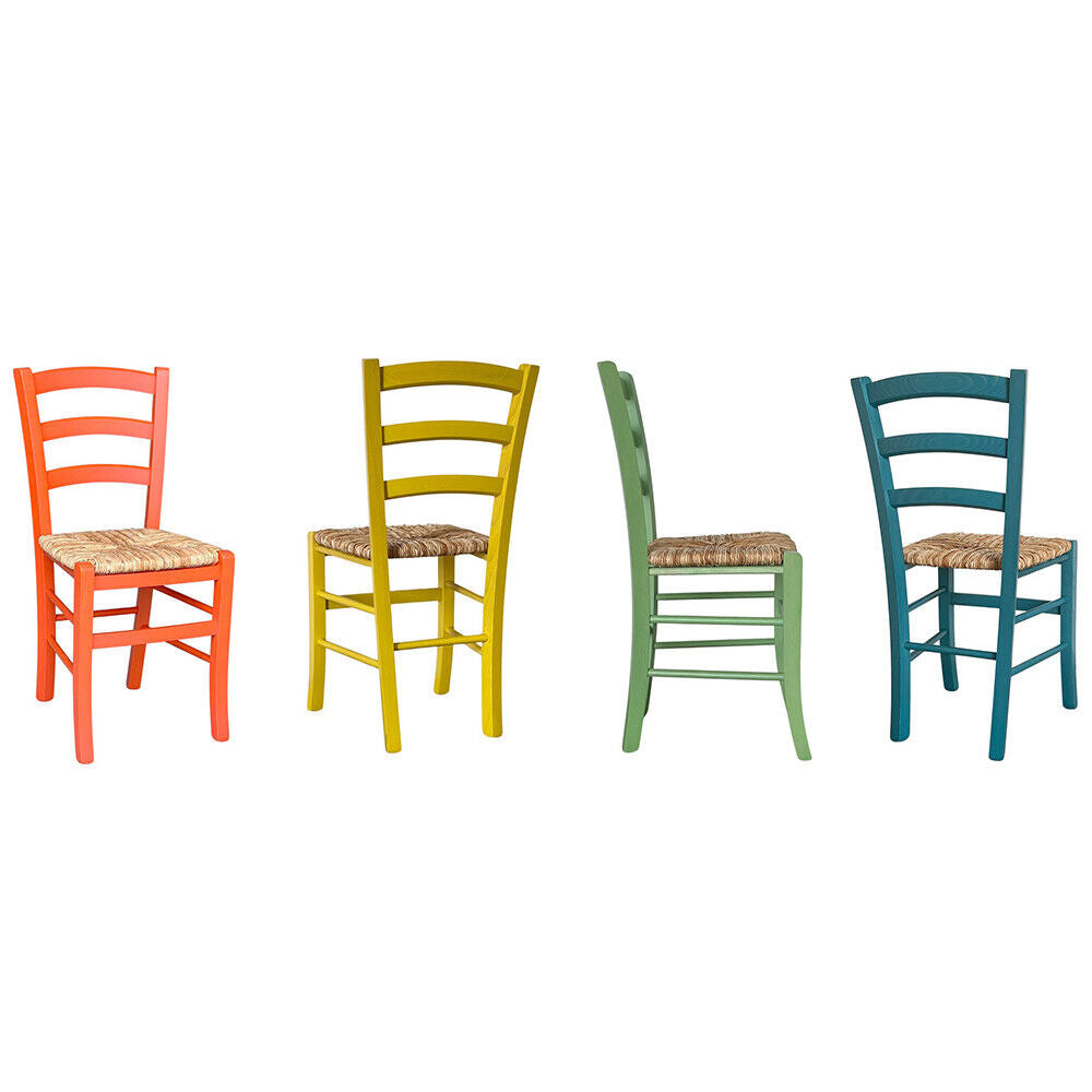 Set di 8 sedie in legno venezia 2 arancio 2 turchese 2 giallo 2 verde