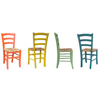 Set di 8 sedie in legno venezia 2 arancio 2 turchese 2 giallo 2 verde