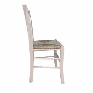 Sedia legno loris con seduta in paglia grezza da verniciare