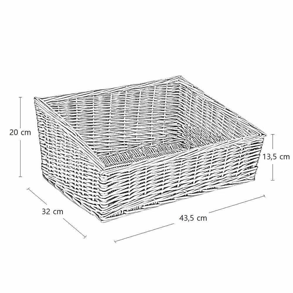 Cesta espositore portapane in vimini contenitore rettangolare 43,5 x 32 x h20 cm