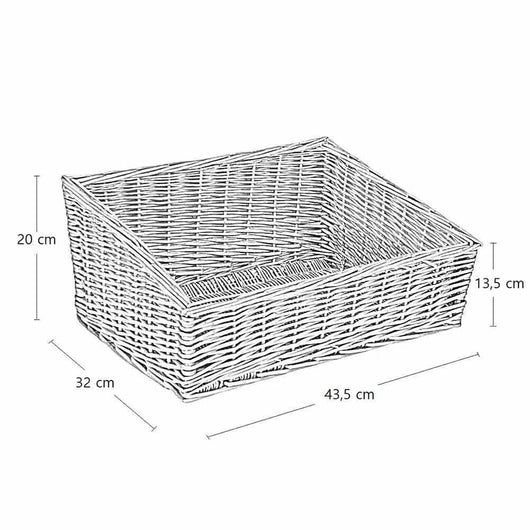 Cesta espositore portapane in vimini contenitore rettangolare 43,5 x 32 x h20 cm