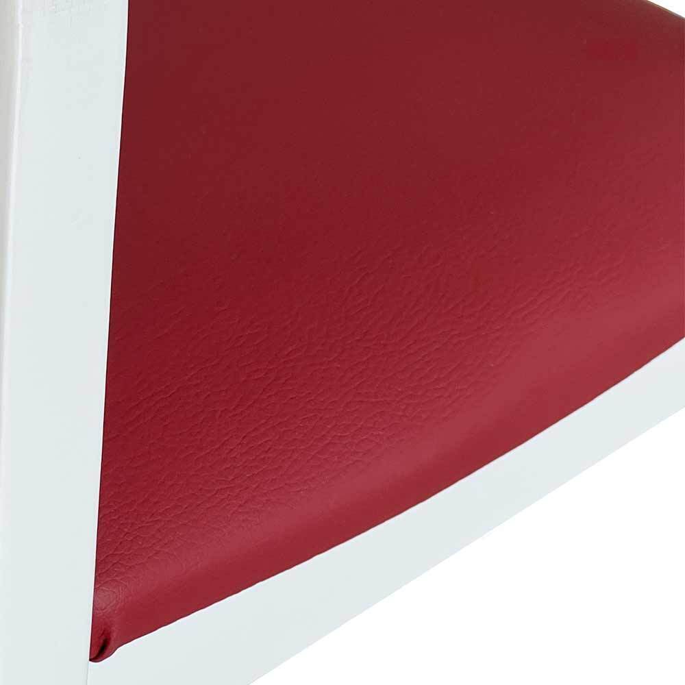 Seggiolone in legno bianco con seduta ecopelle rosso