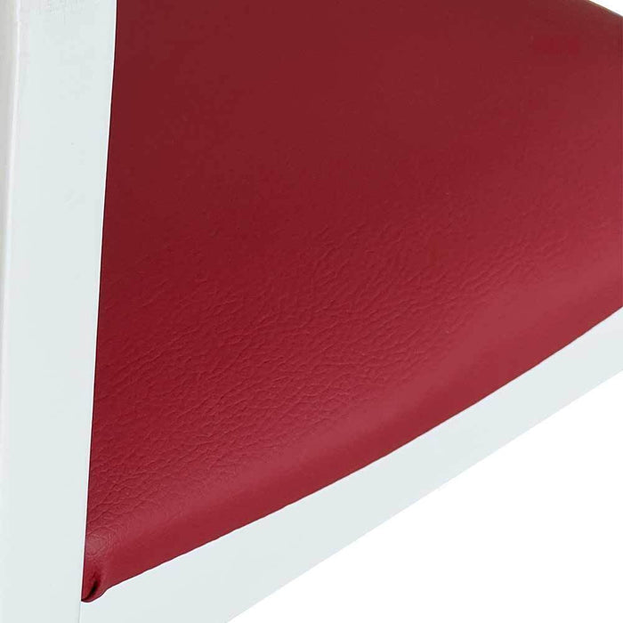Seggiolone in legno bianco con seduta ecopelle rosso