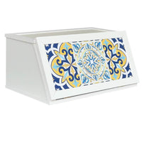 Cassetto contenitore legno bianco con decori portapane