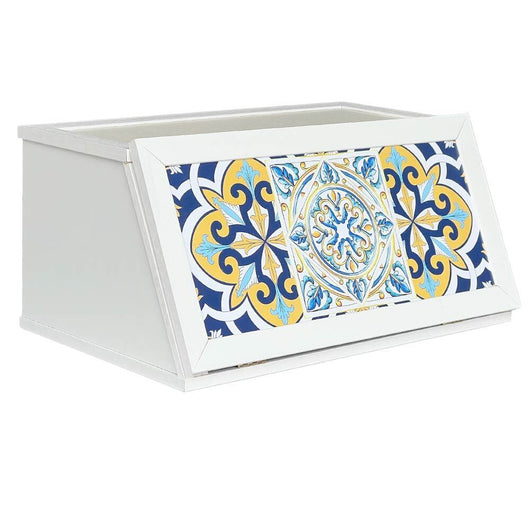 Cassetto contenitore legno bianco con decori portapane