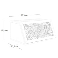 Cassetto contenitore legno bianco con decori portapane