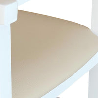 Seggiolone in legno bianco con seduta ecopelle beige