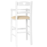 Seggiolone in legno bianco con seduta ecopelle beige