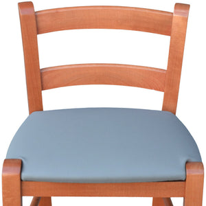 Sgabello in legno ciliegio h 67 seduta imbottita in similpelle tortora