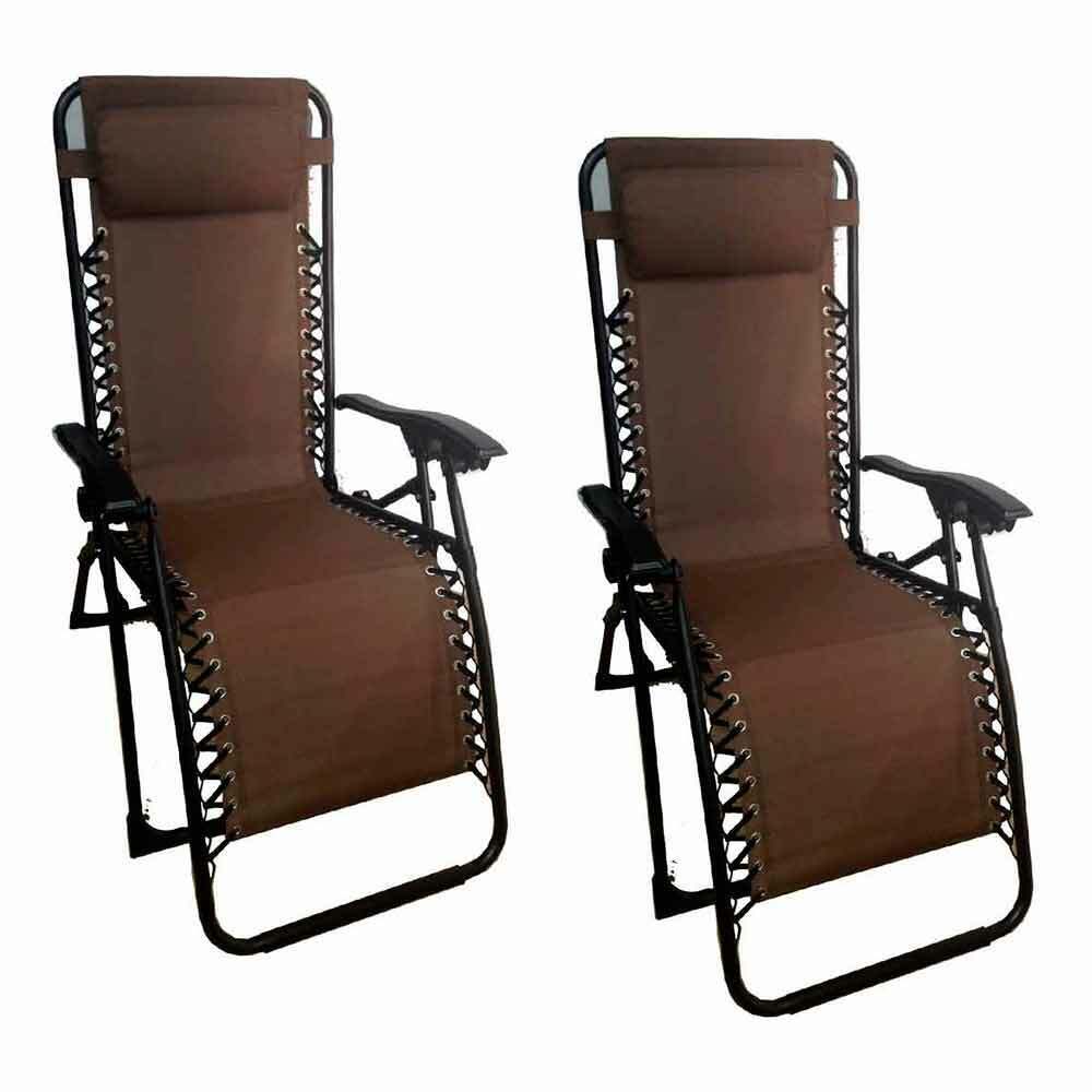 Sedia a  sdraio pieghevole a gravita' zero textile marrone x 2  giardino