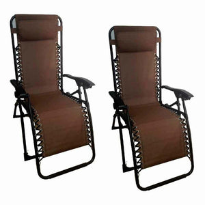 Sedia a  sdraio pieghevole a gravita' zero textile marrone x 2  giardino