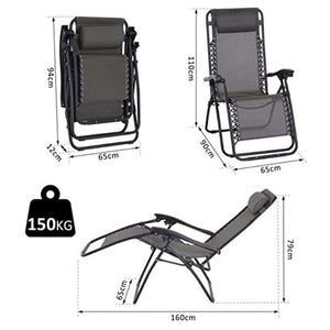 Sedia a  sdraio pieghevole a gravita' zero textile marrone x 2  giardino