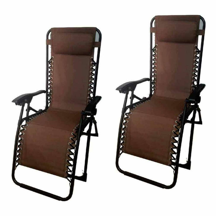 Sedia a  sdraio pieghevole a gravita' zero textile marrone x 2  giardino