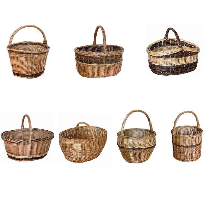 Cesto in vimini paniere Sara tondo con manico diametro cm 27 x h 26