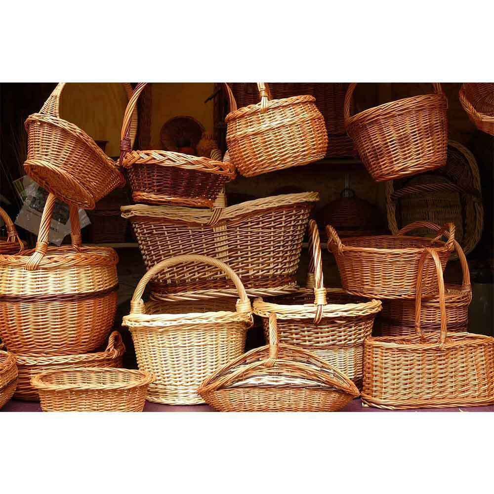 Cesto in vimini paniere Sara tondo con manico diametro cm 27 x h 26