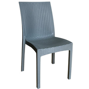 Sedia in plastica effetto rattan colore grigio cemento monoblocco per interno