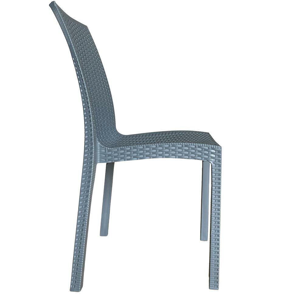 Sedia in plastica effetto rattan colore grigio cemento monoblocco per interno