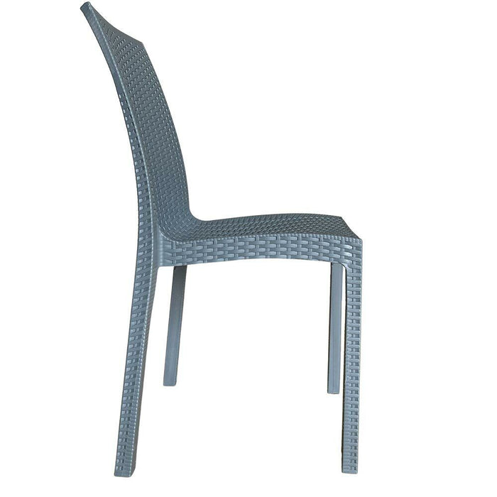 Sedia in plastica effetto rattan colore grigio cemento monoblocco per interno